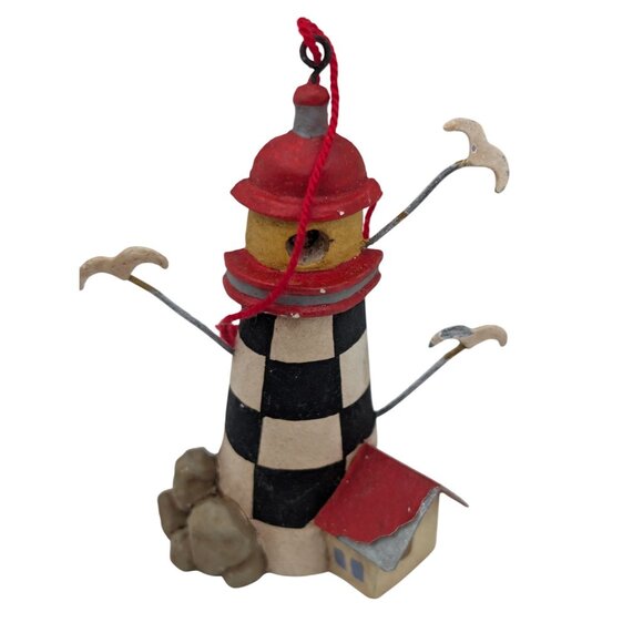 Set of 2 Lighthouse Themed ornament & Handmade Patchwork pillow - Picture 2 of 7